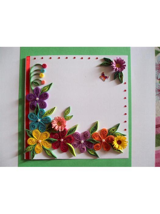 Colorful Flowers Border Greeting Card image