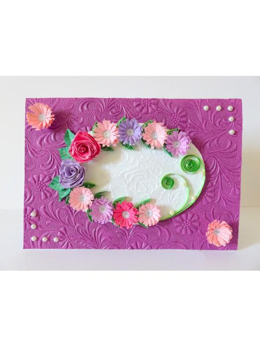 Sweet Purple And Pink Circle Greeting Card image