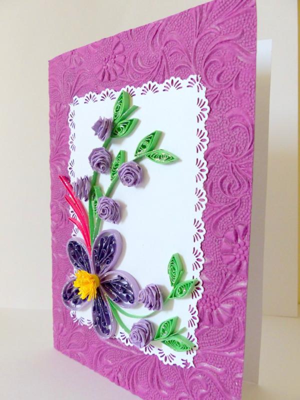 Special Purple Big Flower With Roses Greeting Card image