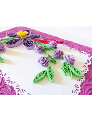 Special Purple Big Flower With Roses Greeting Card