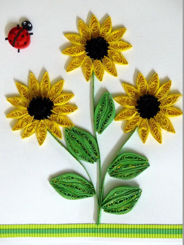 Bright Sunflowers Handmade Greeting Card image