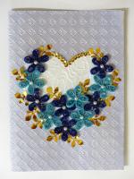 Sparkling Blue Flowers In A Heart Greeting Card