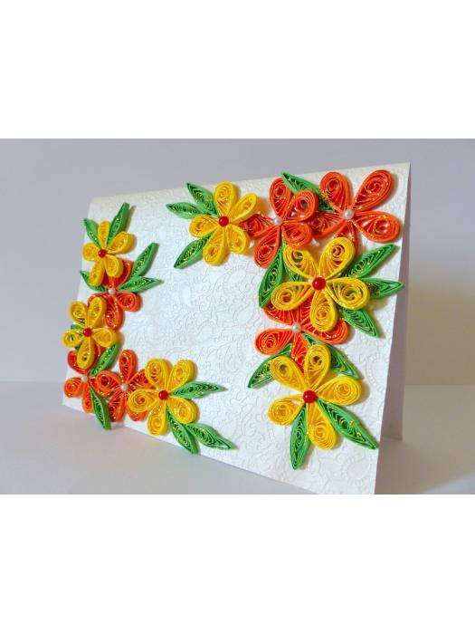 Beautiful Yellow And Orange Flowers Greeting Card image