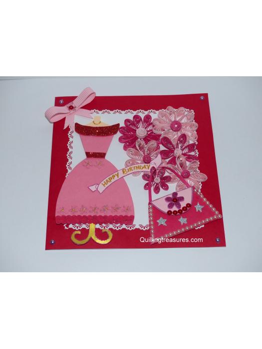 Beautiful Pink Birthday Card For Girl image