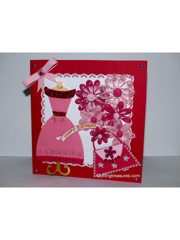 Beautiful Pink Birthday Card For Girl image