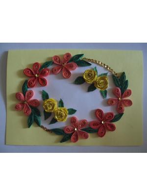 Orange Combi Flowers On Yellow Base Greeting Card