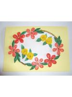 Orange Combi Flowers On Yellow Base Greeting Card