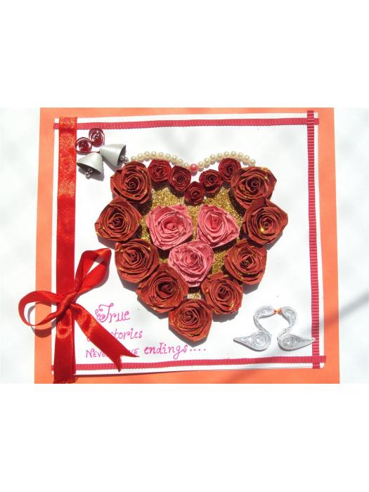 Beautiful Red Roses Heart for Love Greeting Card