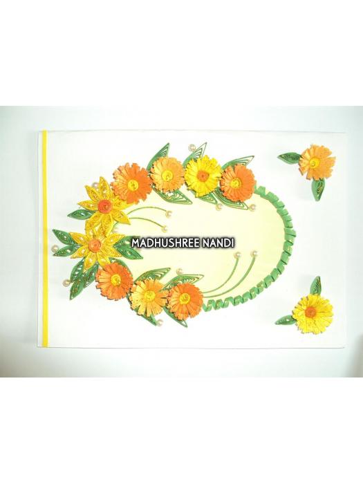 Yellow Flowers In Semicircle Greeting Card image