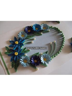 Blue Flowers In Semicircle Greeting Card