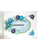 Blue Flowers In Semicircle Greeting Card