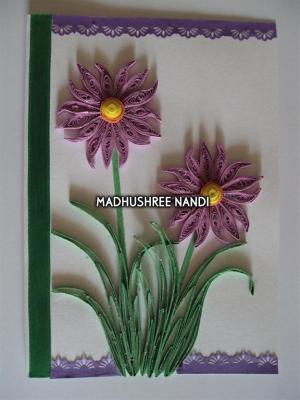 Beautiful Purple Flowers With Paper Lace Greeting Card