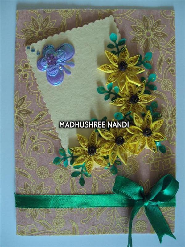 Printed Cream Base With Yellow Flowers Greeting Card image