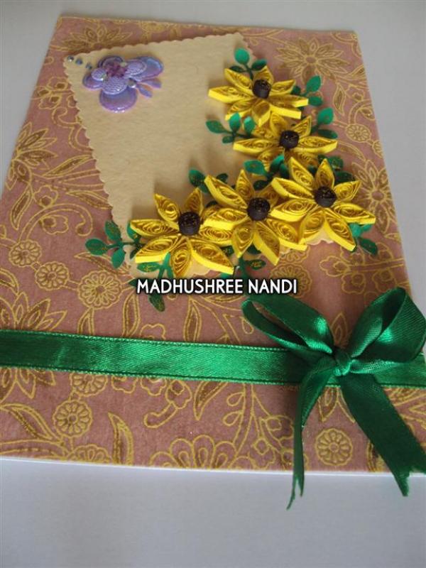 Printed Cream Base With Yellow Flowers Greeting Card image