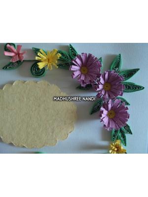 Purple Flowers With Small Yellow Flowers Greeting Card