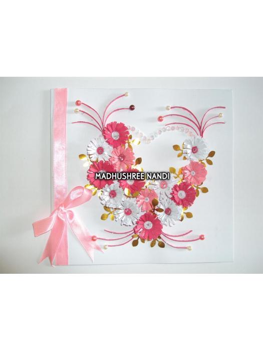 Special Pink Flowers With Ribbon Greeting Card image