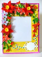 Bright Yellow Base With Red Orange Flowers Greeting Card