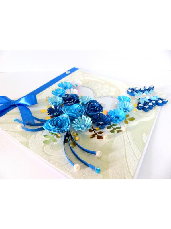 Blue Multiple Flowers in Heart Greeting Card image