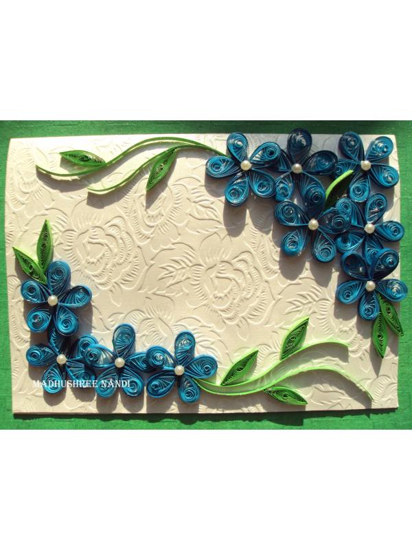 Awesome Blue Themed Corner Greeting Card image
