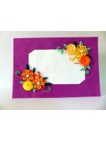 Corner Flowers Purple Base Greeting Card