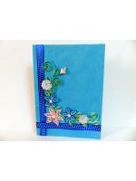 Blue Base Corner Flower Greeting Card