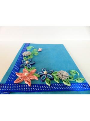 Blue Base Corner Flower Greeting Card
