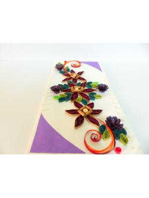 Beautiful Purple Flowers With Beads Greeting Card