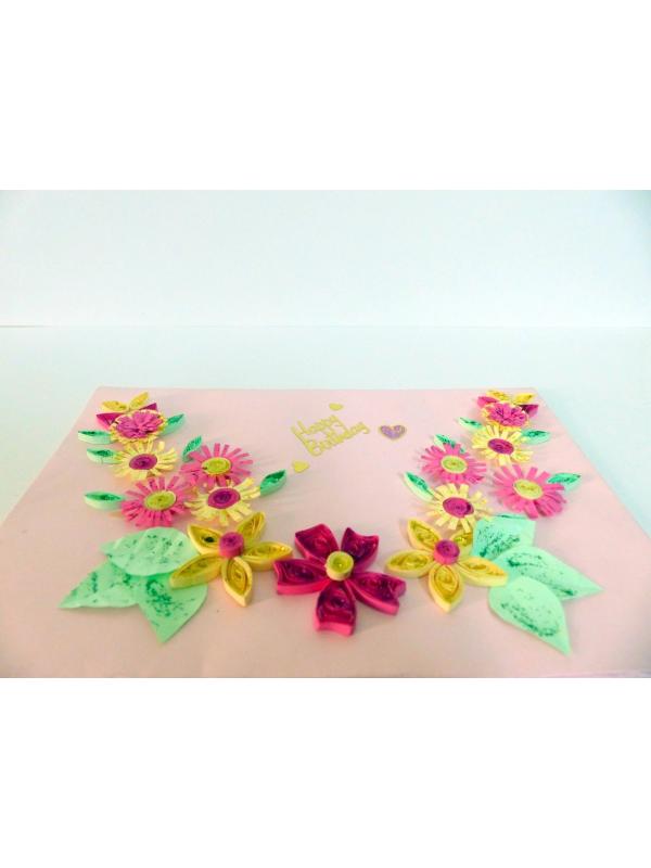 Pink Themed Multi Flowers Greeting Card image