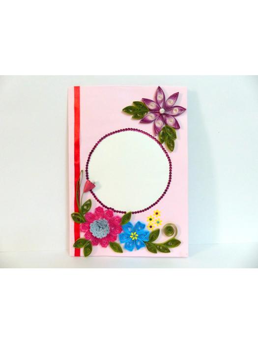 Beaded Circle Flowers Greeting Card