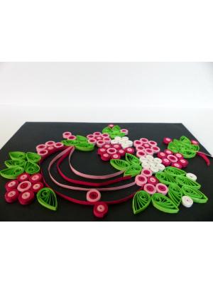 Beautiful Black With Pink & White Flowers Greeting card