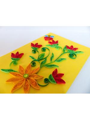 Yellow Themed Red Wildflowers Greeting Card