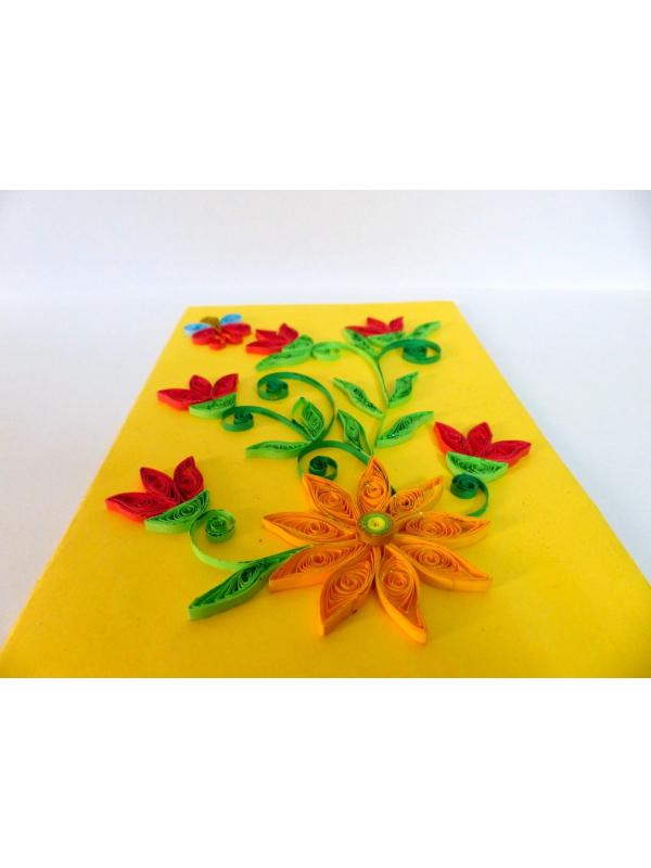 Yellow Themed Red Wildflowers Greeting Card