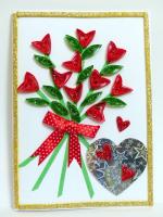 Glittering Love Hearts Bouquet Greeting card