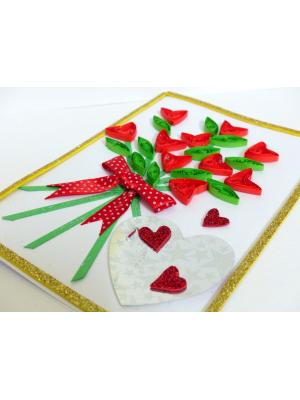 Glittering Love Hearts Bouquet Greeting card