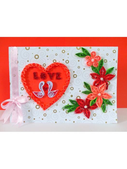 Love Swans With All Red Theme Valentine's Day Greeting Card image