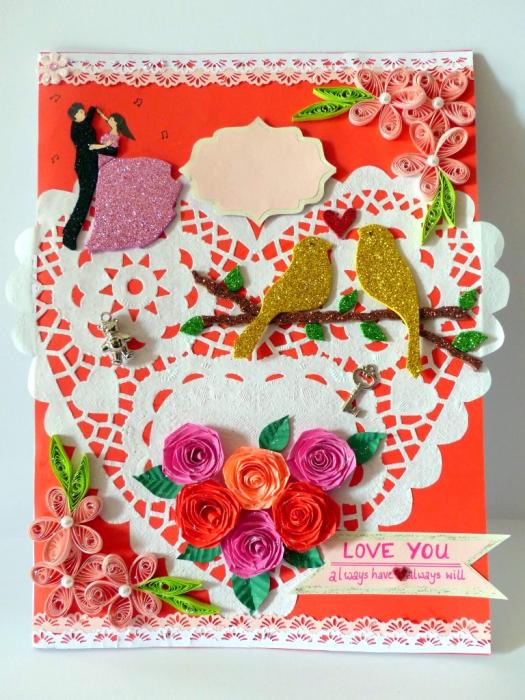 Heart Doily Quilled Greeting Card image