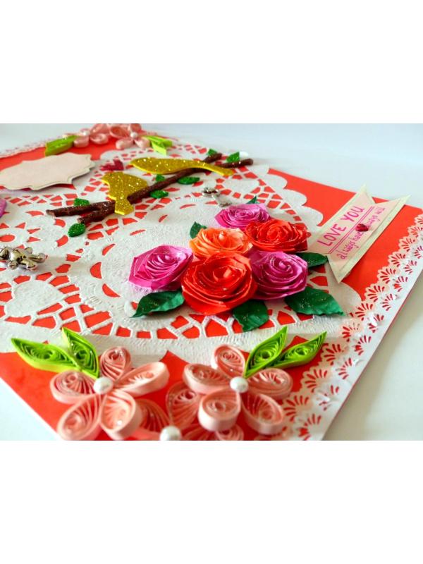Heart Doily Quilled Greeting Card image