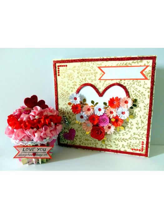 Valentine Combo Gift - Cute Cupcake and Greeting Card image