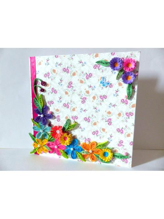 Colorful Flowers Border Greeting Card image