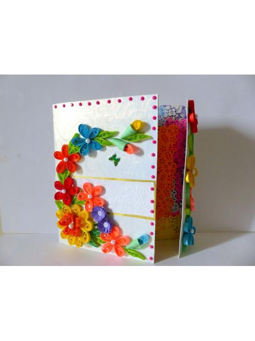 Multicolor Flowers Mini Scrapbook Greeting Card