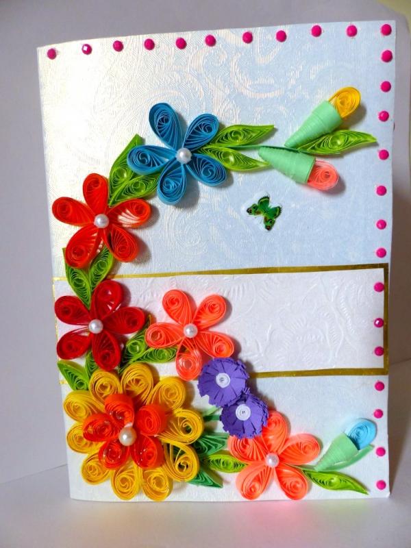 Multicolor Flowers Mini Scrapbook Greeting Card image