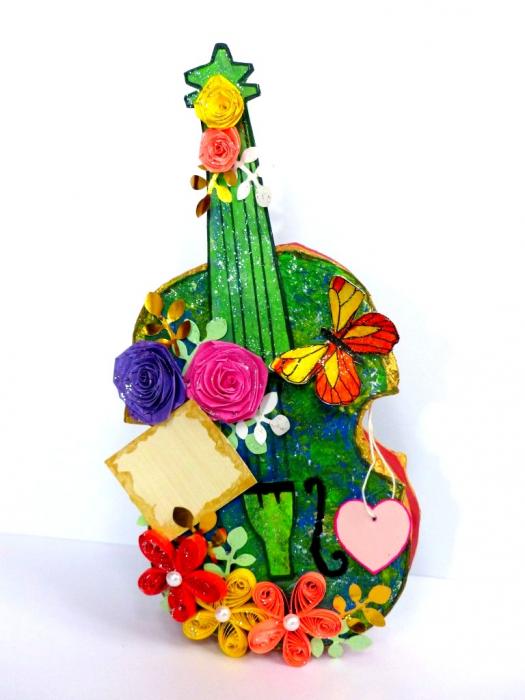 Beautiful Colorful Sparkling Paper Guitar image