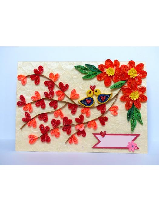 Love Tree Wid Love Birds Greeting Card