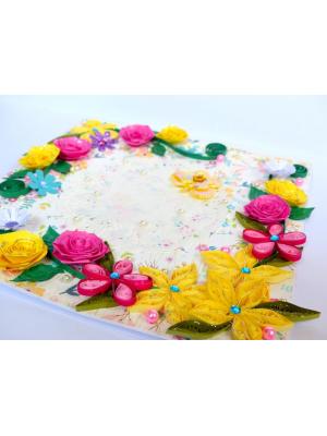 Vibrant Color Quilled Flowers And Rose Greeting Card