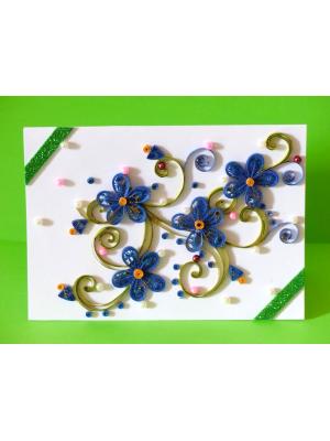Beautiful Blue Quilled Flowers Greeting Card