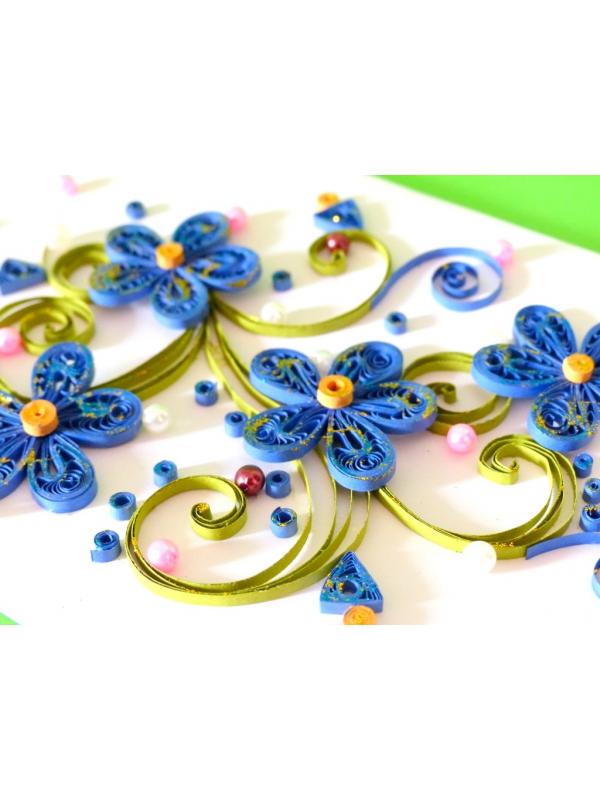 Beautiful Blue Quilled Flowers Greeting Card image