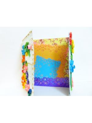 Multicolor Flowers Mini Scrapbook Greeting Card