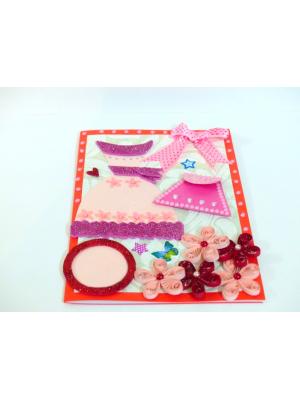 Pink Dress and Bag Girl Quilled Greeting Card