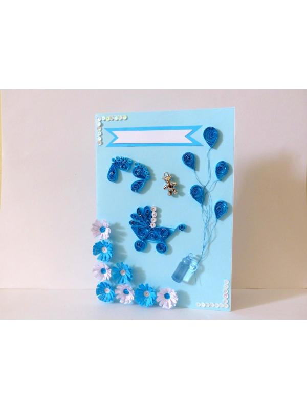 Quilled Baby Boy Greeting Card image