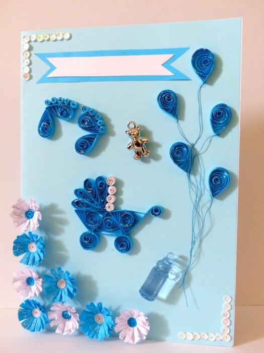 Quilled Baby Boy Greeting Card image